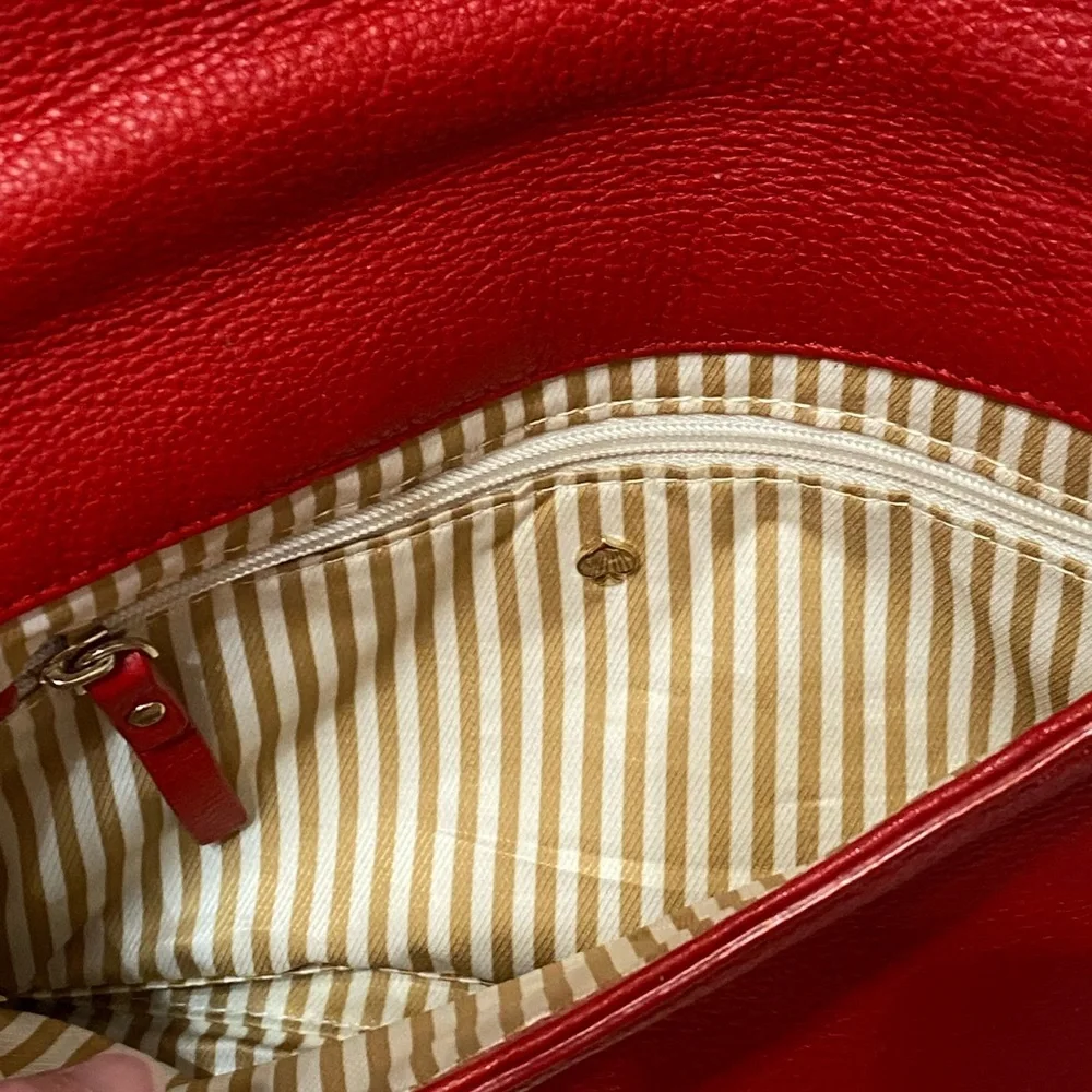 Kate Spade Vintage and Stunning Vibrant Red Leather Bag and Twilly